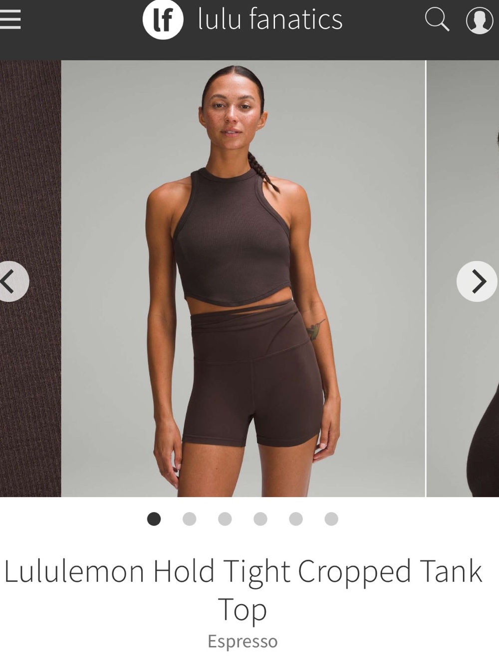 Lululemon Hold Tight Cropped Tank Top